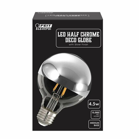 CLING 40 watt Decorative 350 Lumen Half Chrome G25 Filament LED Bulb, Soft White CL3328298